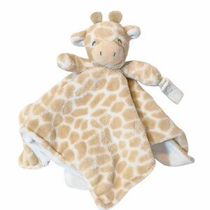 2016 Carter's Giraffe Pacifier Loop Tan White Security Lovey Blanket 14" X 14"